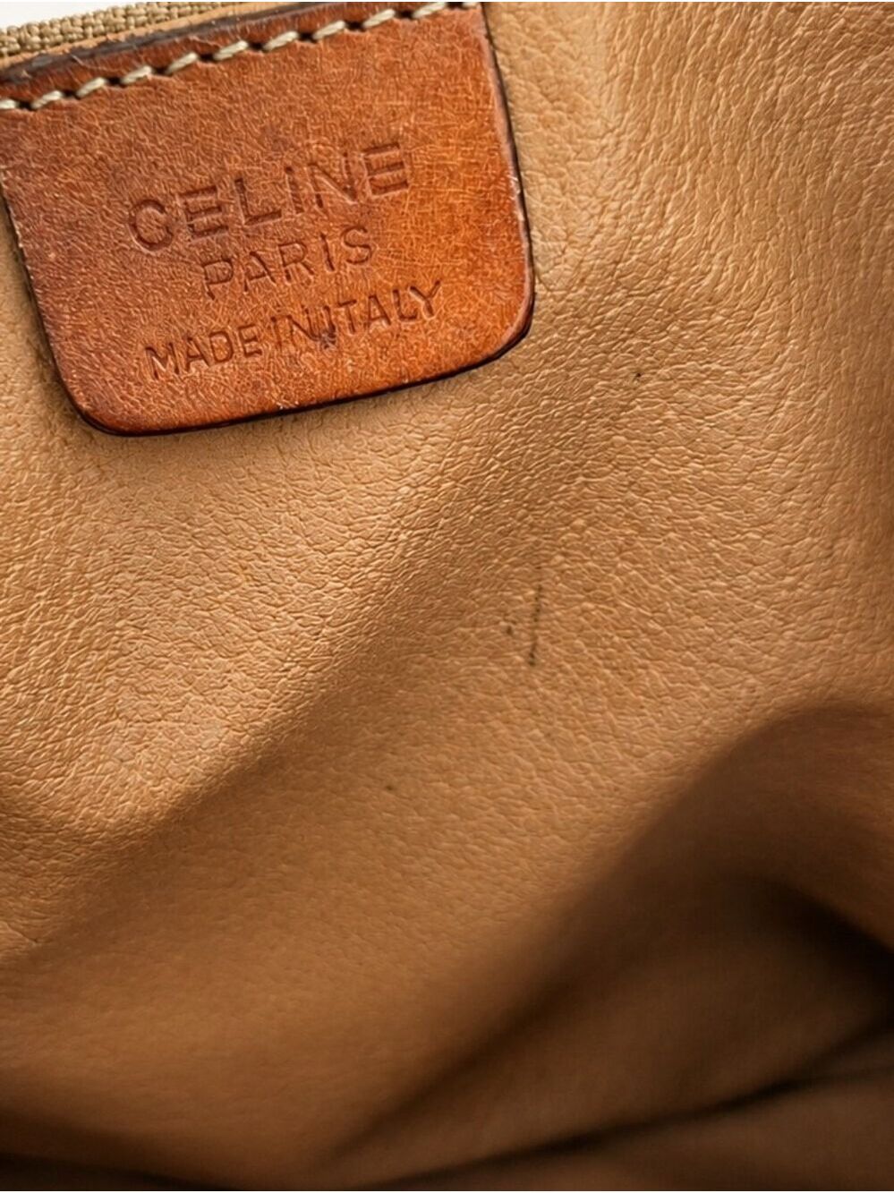 Vintage Celine Macadam Brown Leather Shoulder Tote Bag Made in Italy - Picture 12 of 16